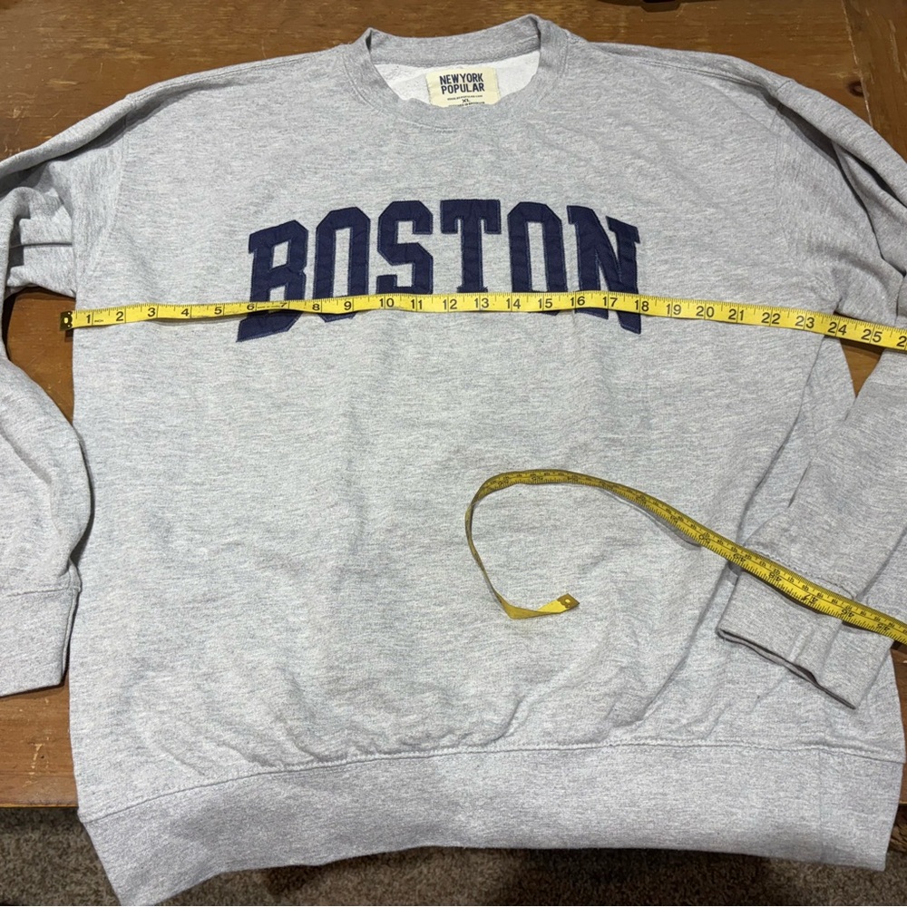 Network Popular Gray Boston Crewneck Sweater